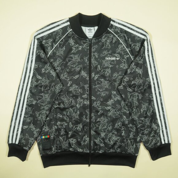 Adidas Disney Goofy Sst Jacket Mens L Black Long Sleeve New - Picture 2 of 10